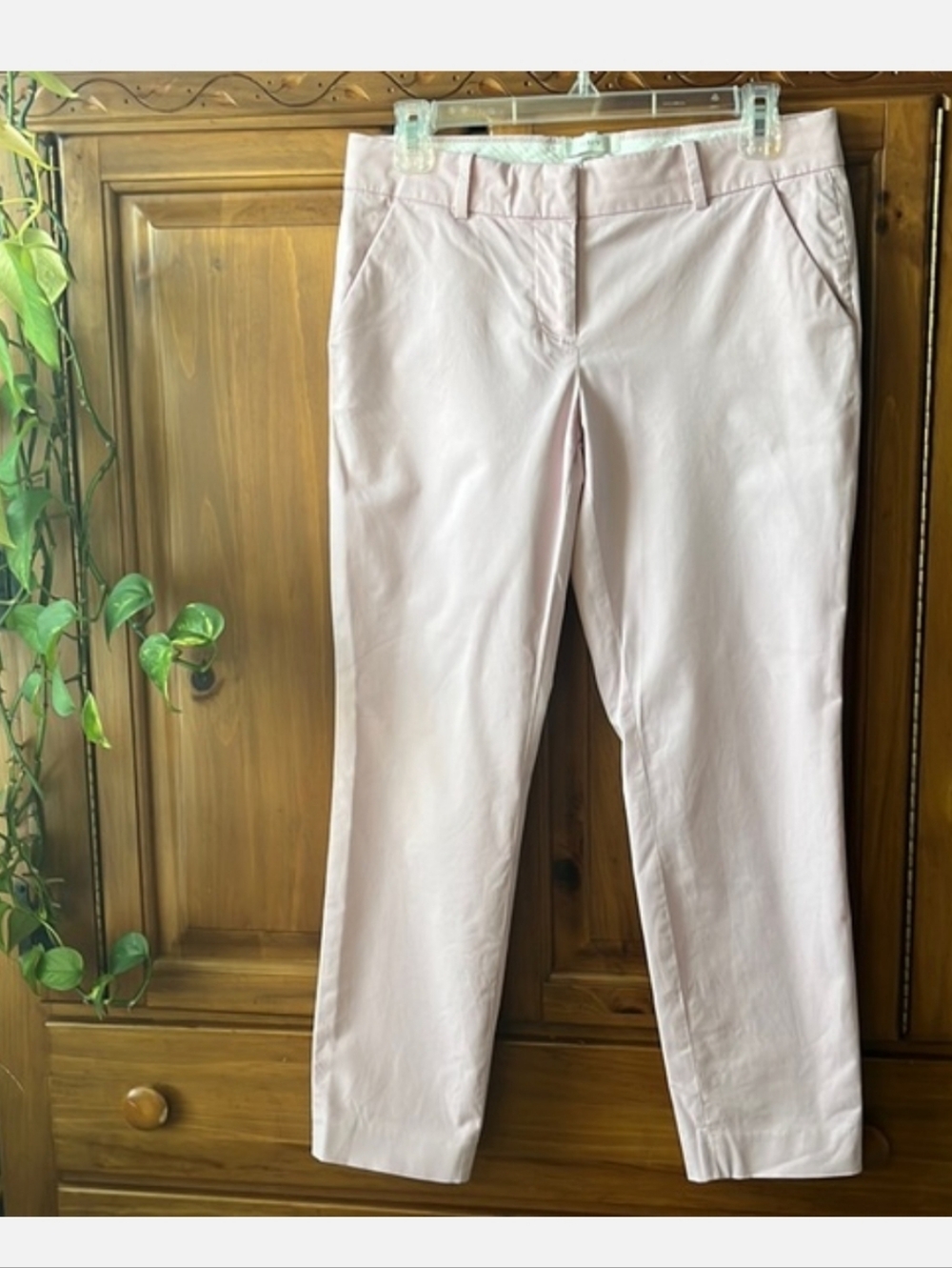 Pink J. Crew Cropped Straight-Leg Pants